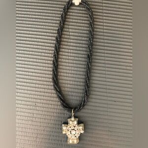 Elegant Black and Silver Cross Pendant Necklace